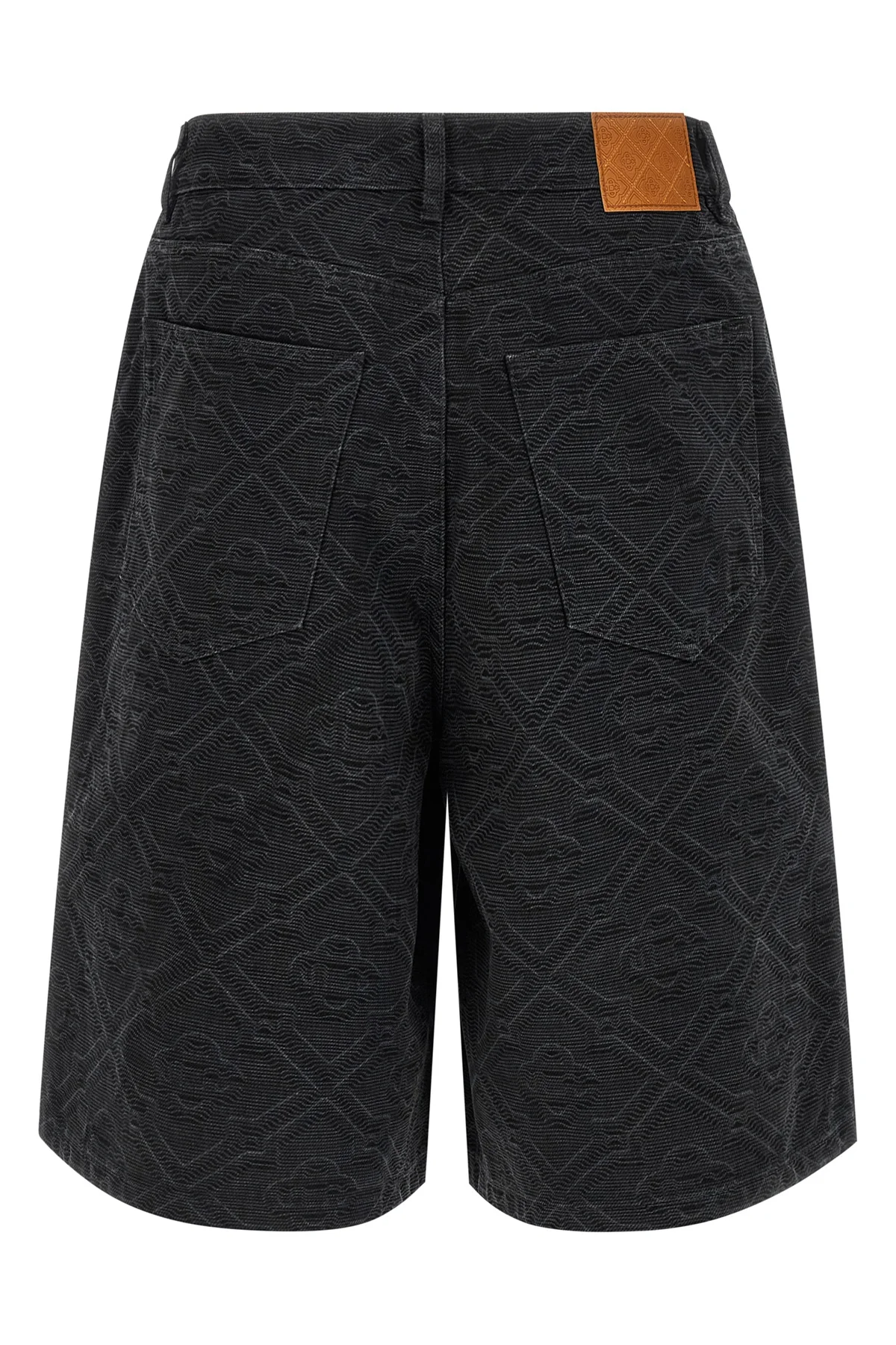 laser monogram denim bermuda shorts in cotton denim