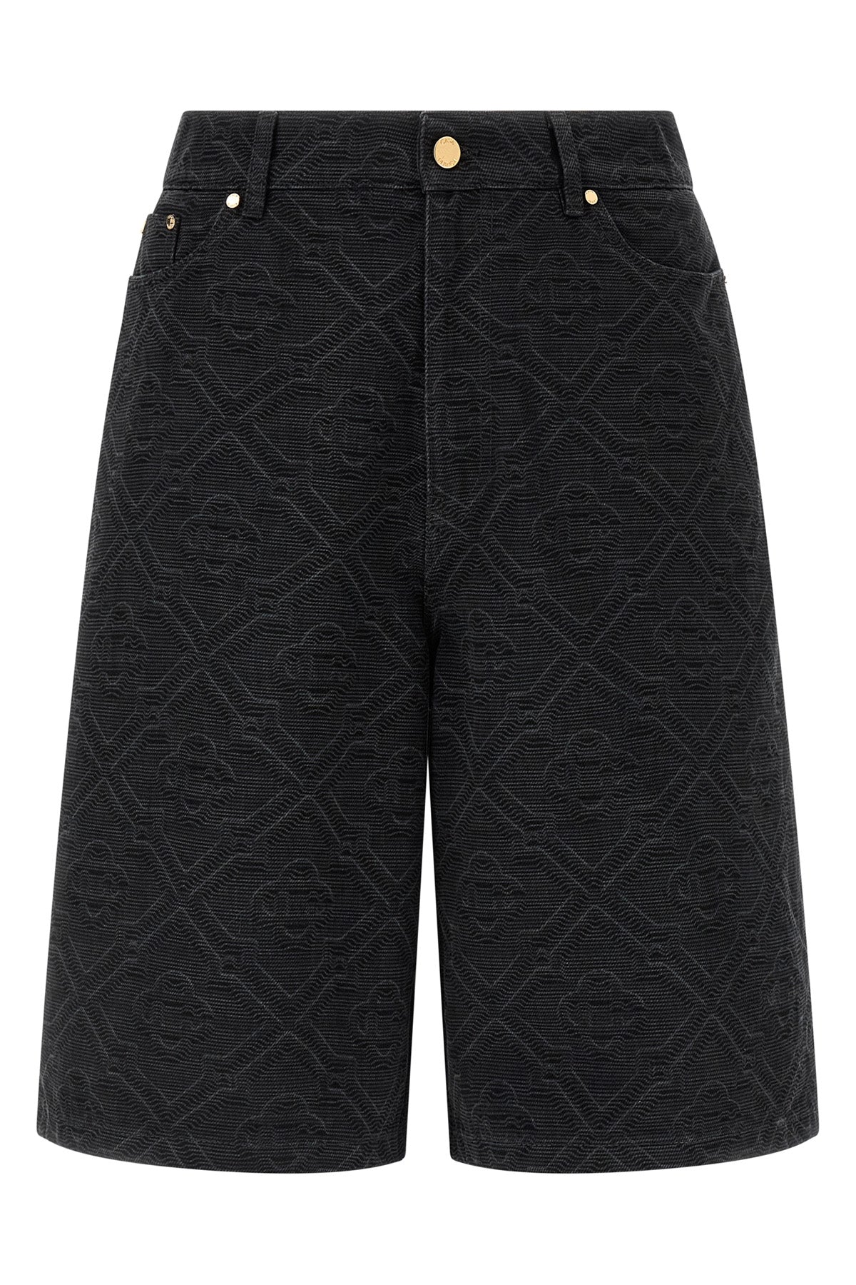 CASABLANCA 30 laser monogram denim bermuda shorts in cotton denim