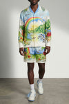 all over aloha print silk twill bermuda shorts