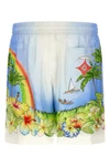 all over aloha print silk twill bermuda shorts
