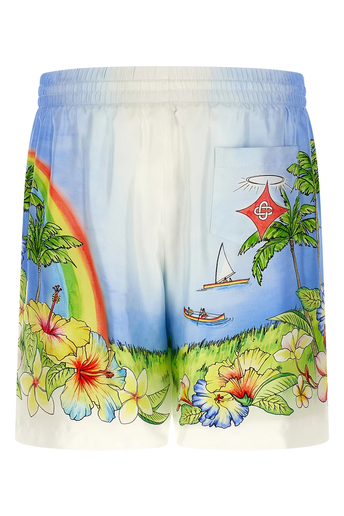 all over aloha print silk twill bermuda shorts