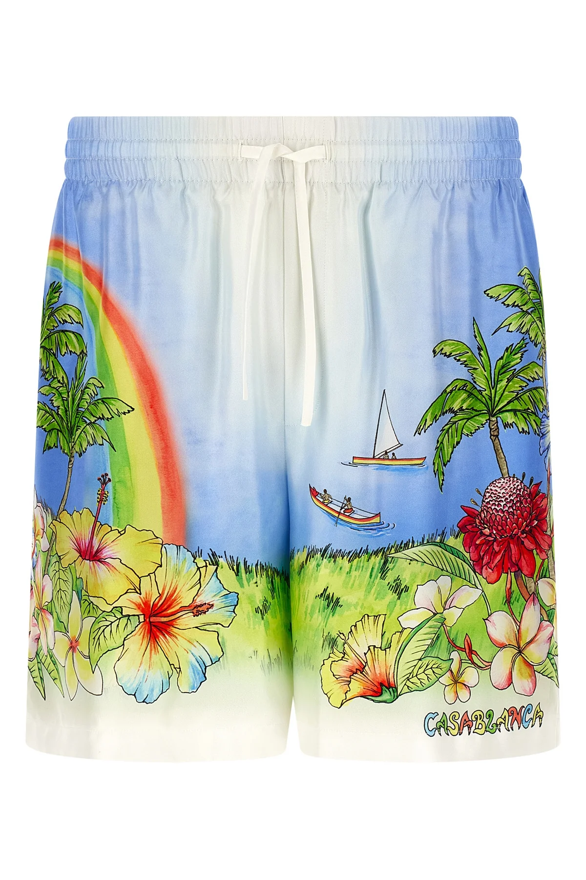 CASABLANCA L all over aloha print silk twill bermuda shorts