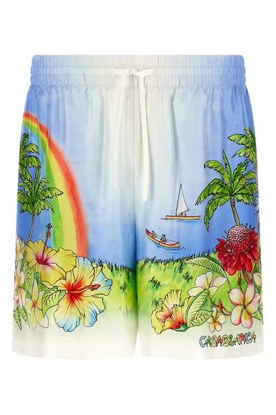 all over aloha print silk twill bermuda shorts