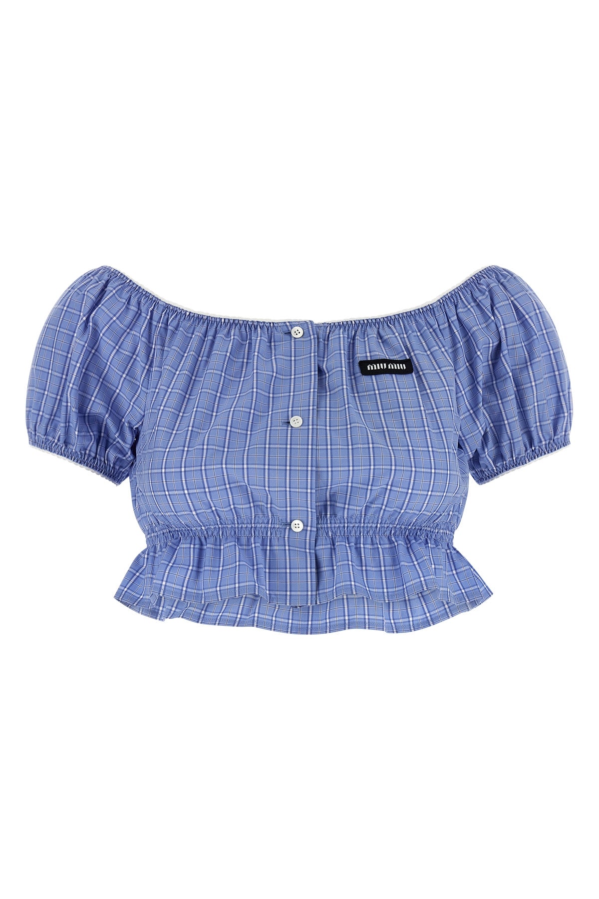 MIU MIU 40 check-print cotton poplin top