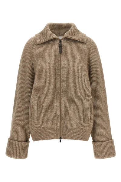 the brunello cucinelli sparkling english ribbed knit cardigan sets new standar