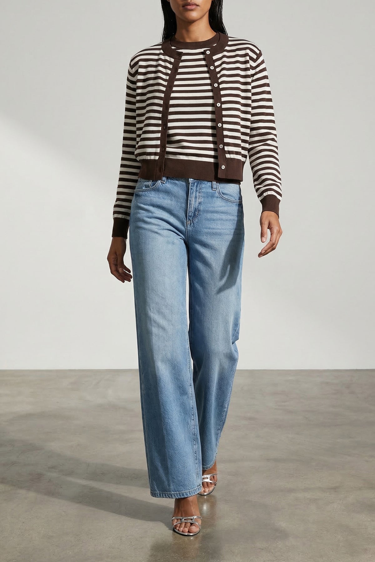 BE YOU S be motivated striped cotton and cashmere blend cardigan