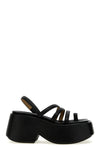 sandalo zeppo in pelle martellata