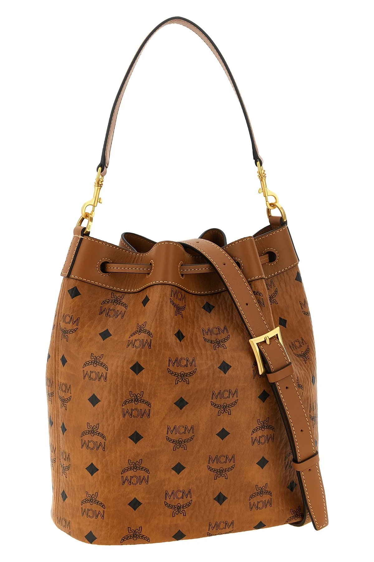MCM OS the bucket shoulder bag by mcm dessau defines a structured aesthetic through t