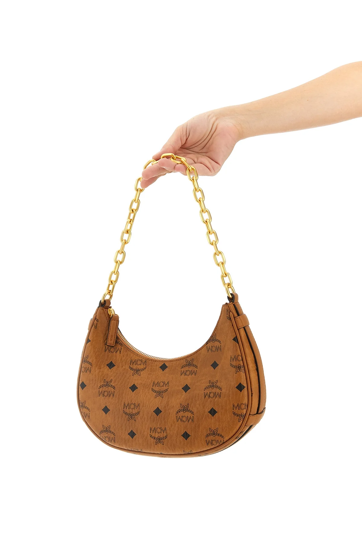 MCM OS aren crescent hobo shoulder bag in visetos monogram canvas