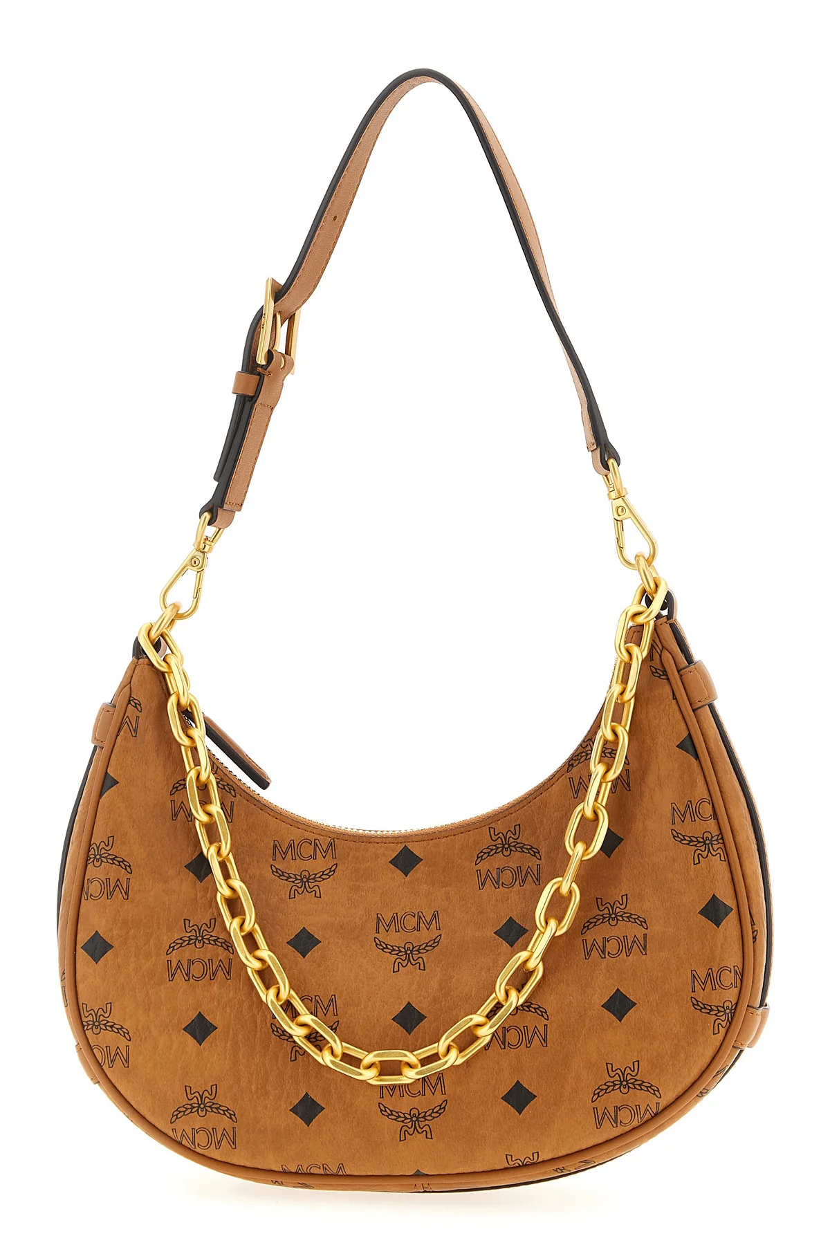 MCM OS aren crescent hobo shoulder bag in visetos monogram canvas