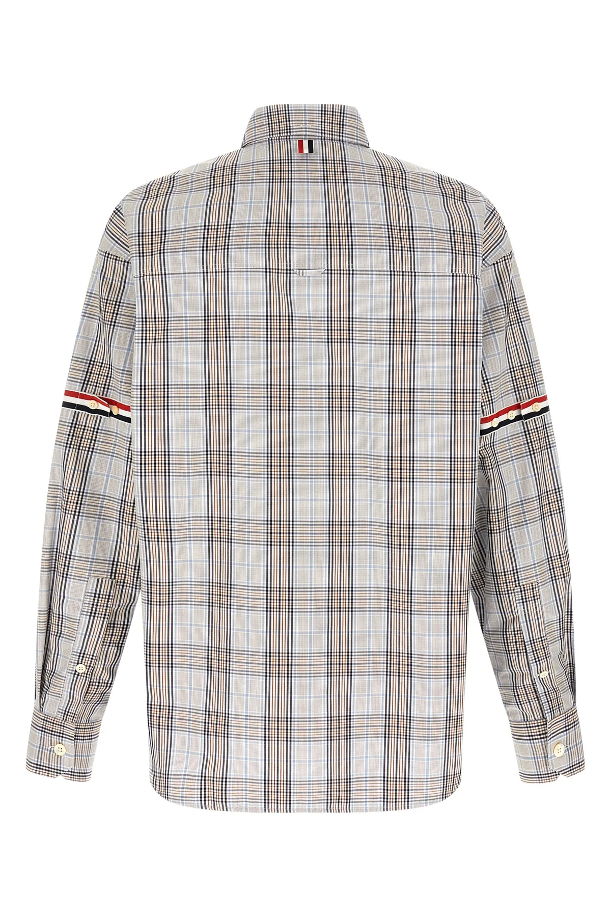 THOM BROWNE 2  oversized rwb button-down plaid check cotton poplin shirt