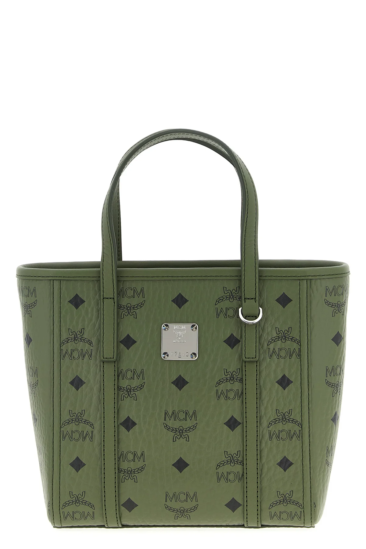 MCM OS toni mini shopping bag in visetos monogram canvas and tassel