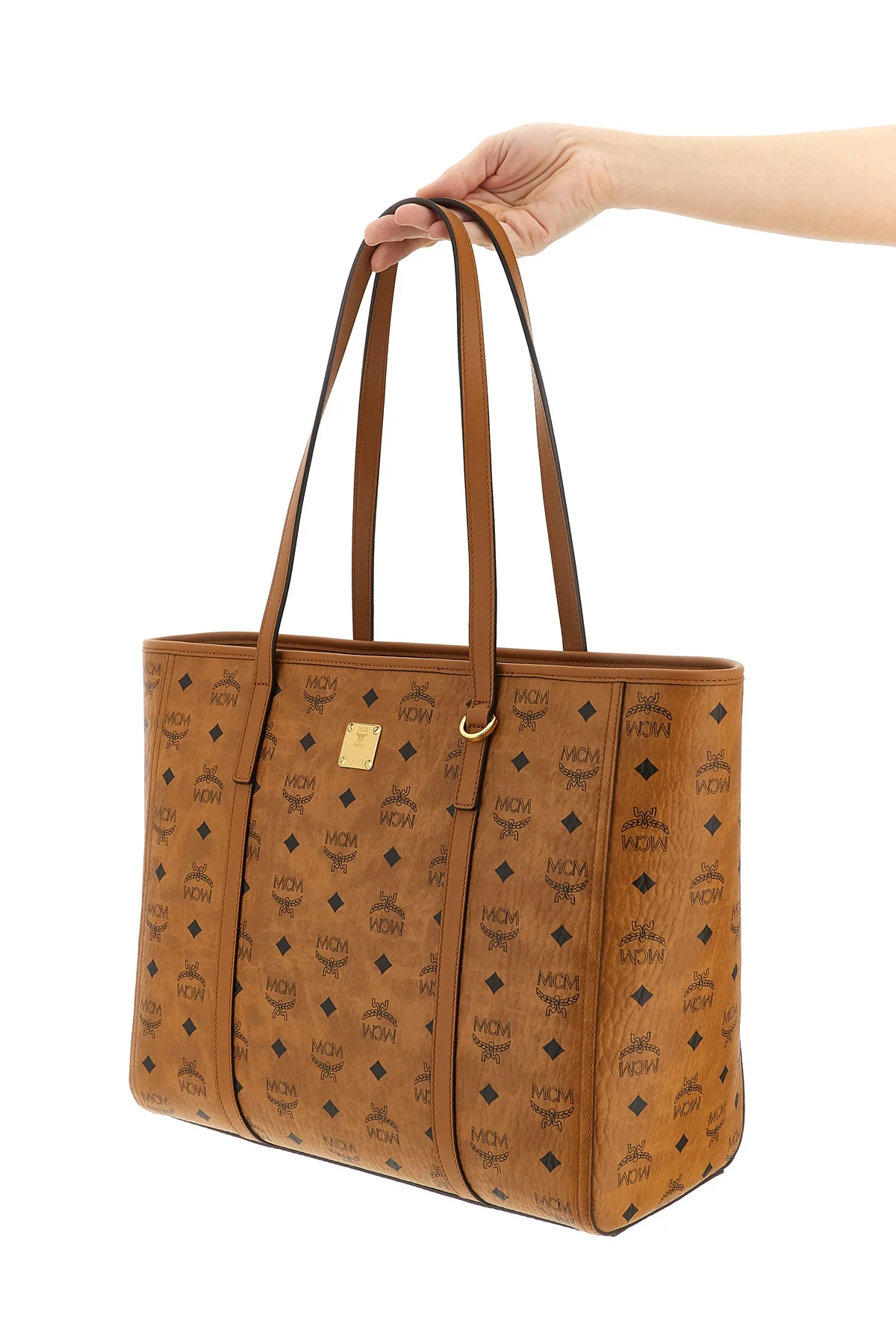 MCM OS medium toni shopping bag in visetos monogram canvas and tassel