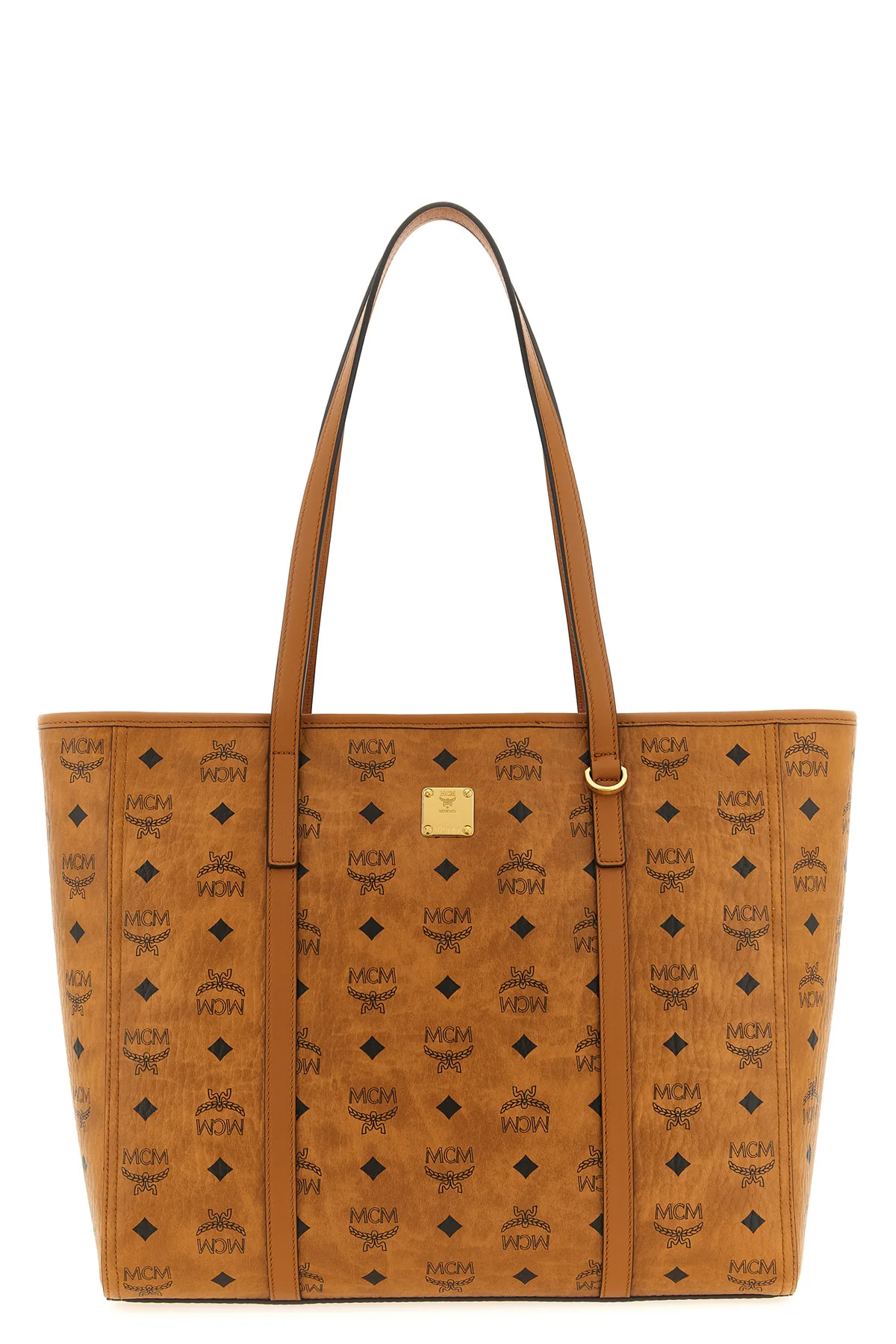 MCM OS medium toni shopping bag in visetos monogram canvas and tassel
