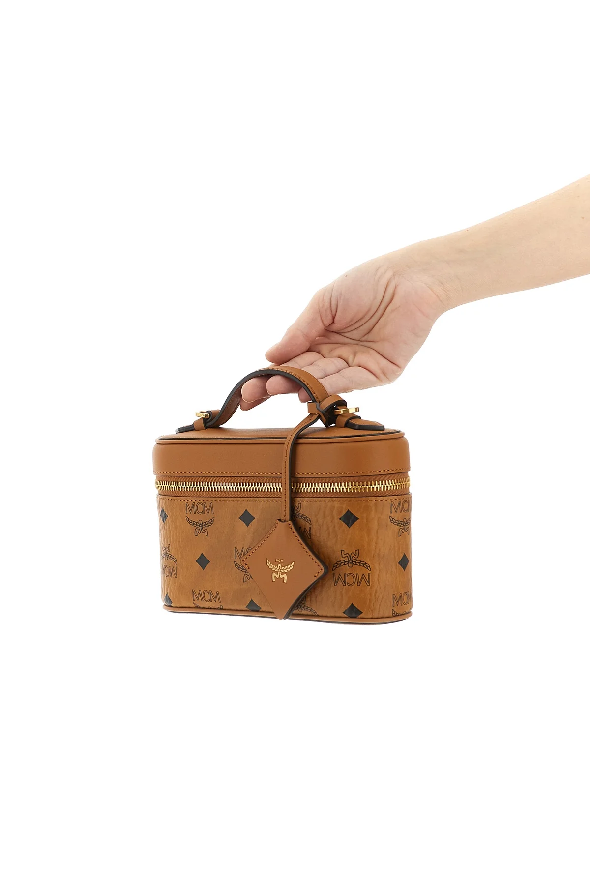 MCM OS aren vanity case handbag in visetos monogram canvas