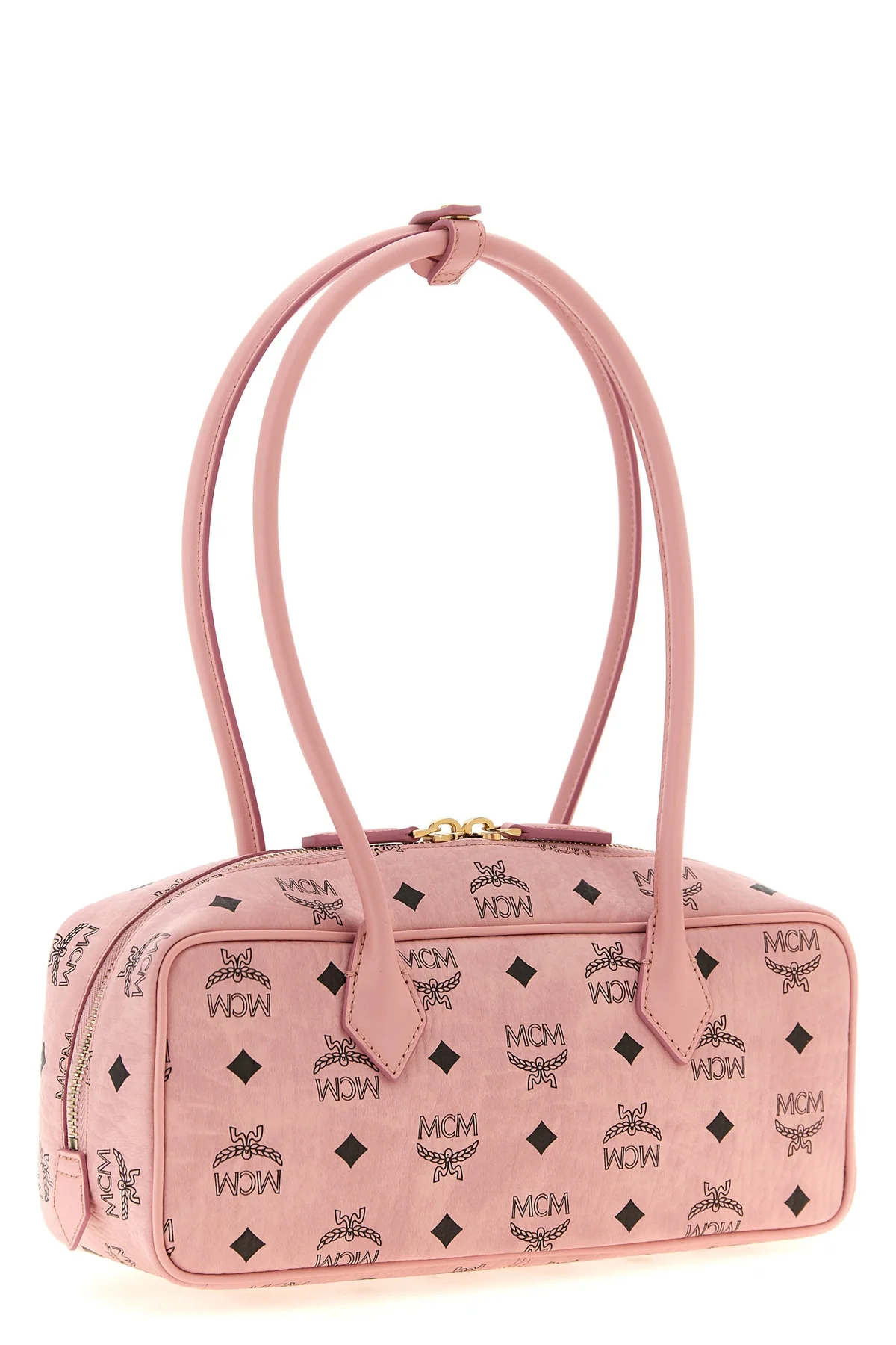 the small mcm aren east west shoulder bag is distinguished by a structured eas