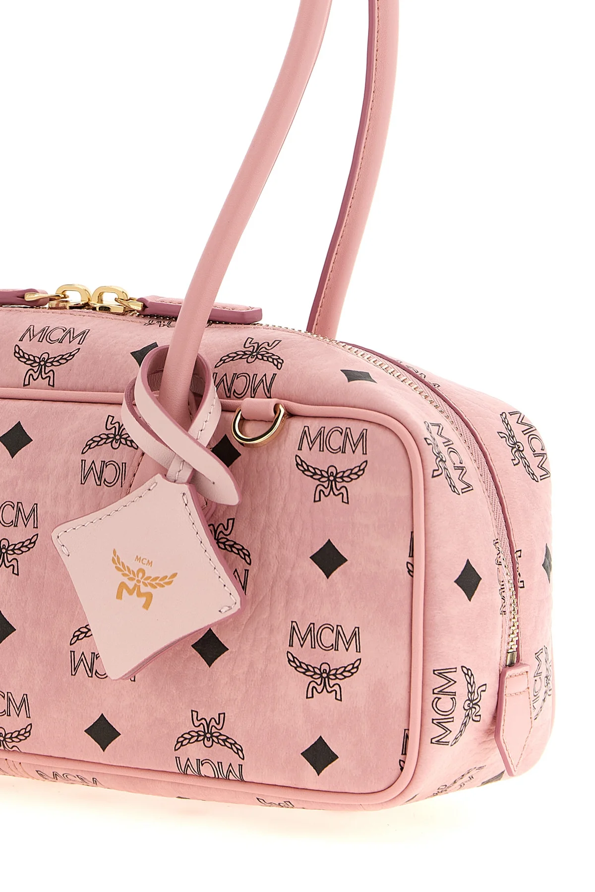 the small mcm aren east west shoulder bag is distinguished by a structured eas