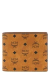 the bifold wallet in structured coated canvas mcm