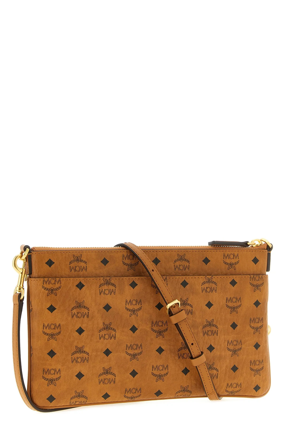 MCM OS the mcm aren mini clutch bag is made of visetos monogram canvas