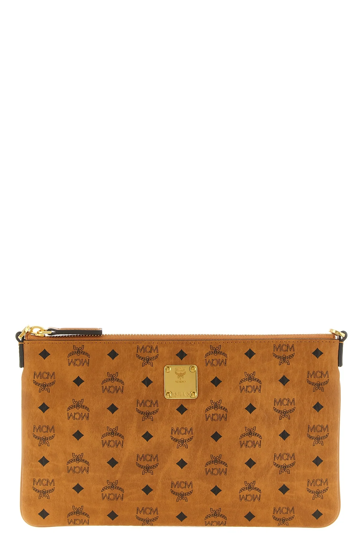 MCM OS the mcm aren mini clutch bag is made of visetos monogram canvas