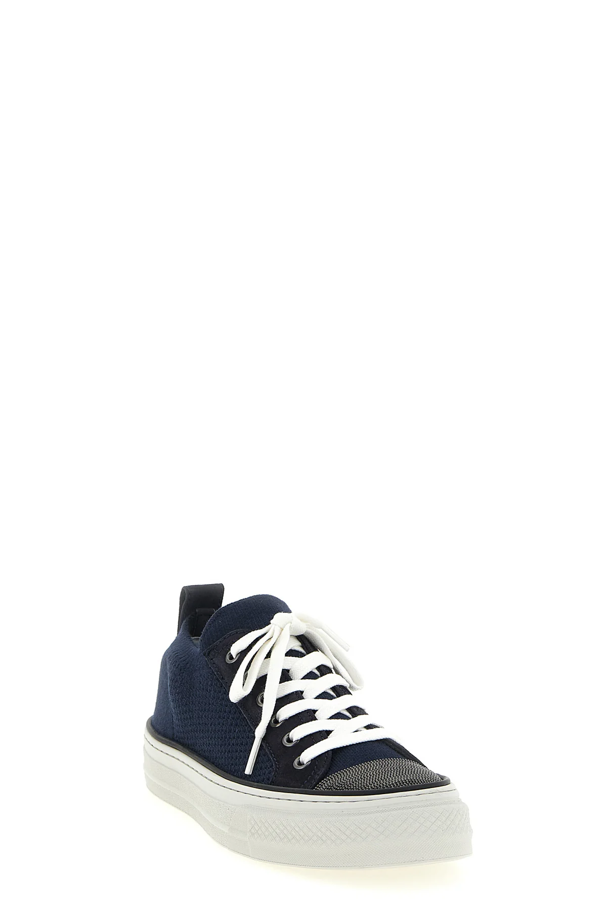 cotton and suede knit sneakers