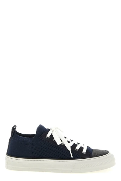 cotton and suede knit sneakers