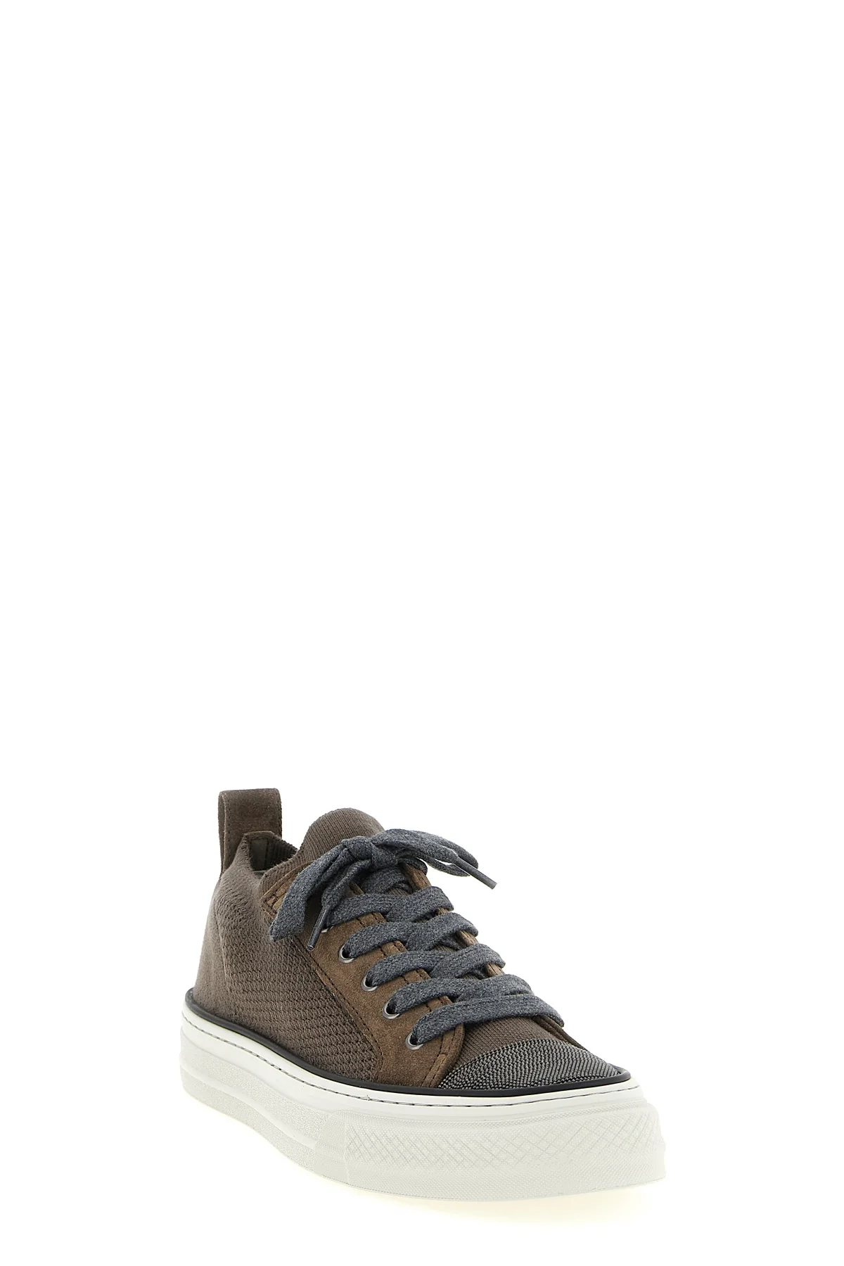 cotton knit and suede sneakers