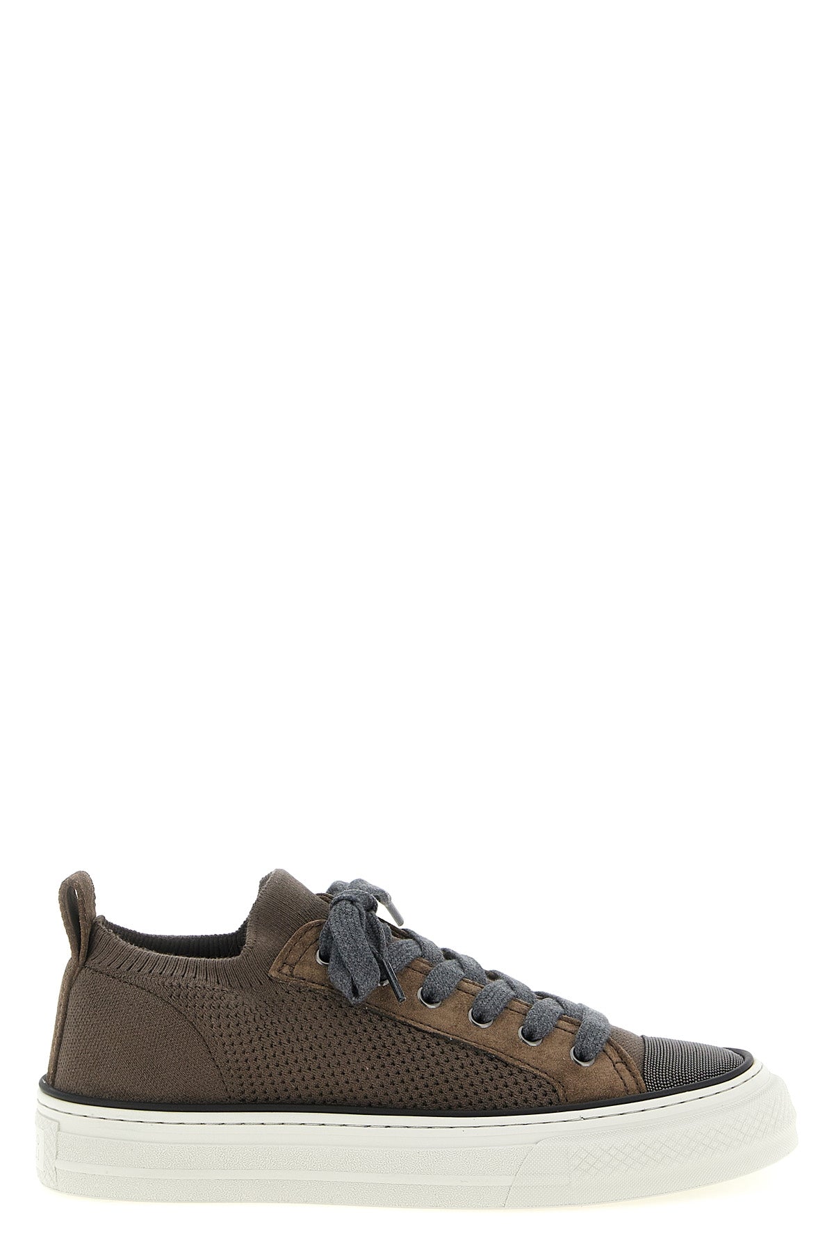 BRUNELLO CUCINELLI 38 cotton knit and suede sneakers
