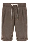 brunello cucinelli bermuda shorts in linen and virgin wool