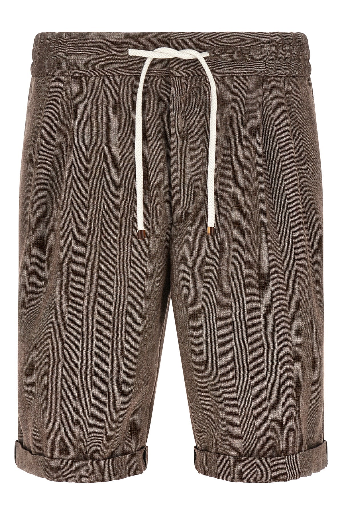 brunello cucinelli bermuda shorts in linen and virgin wool