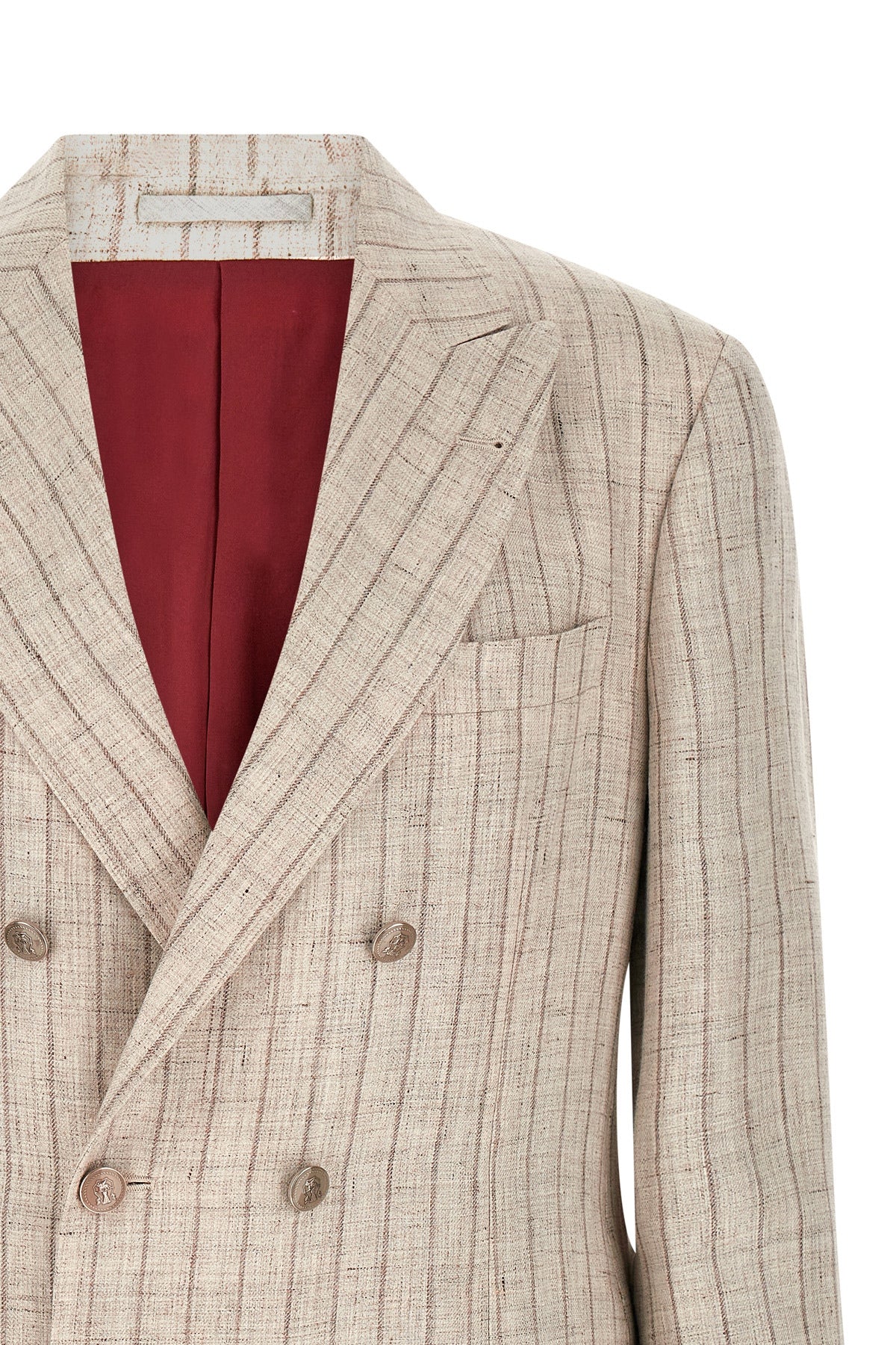 blazer in flamed pinstriped linen twill