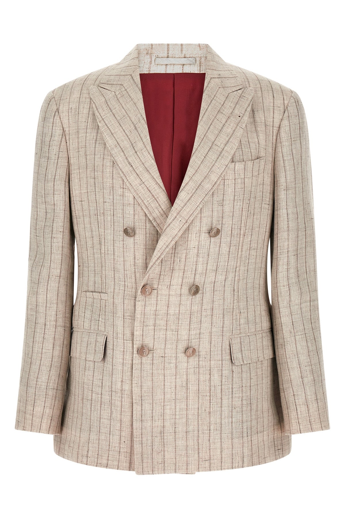 blazer in flamed pinstriped linen twill