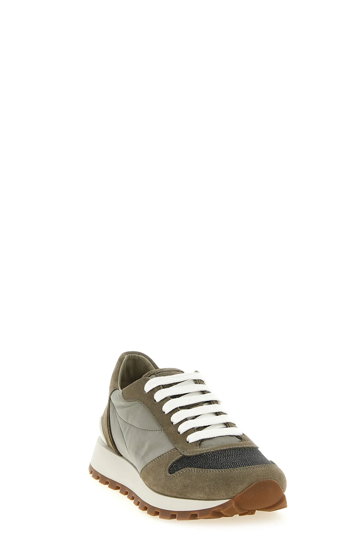 active sneakers in tone-on-tone techno and suede fabric
