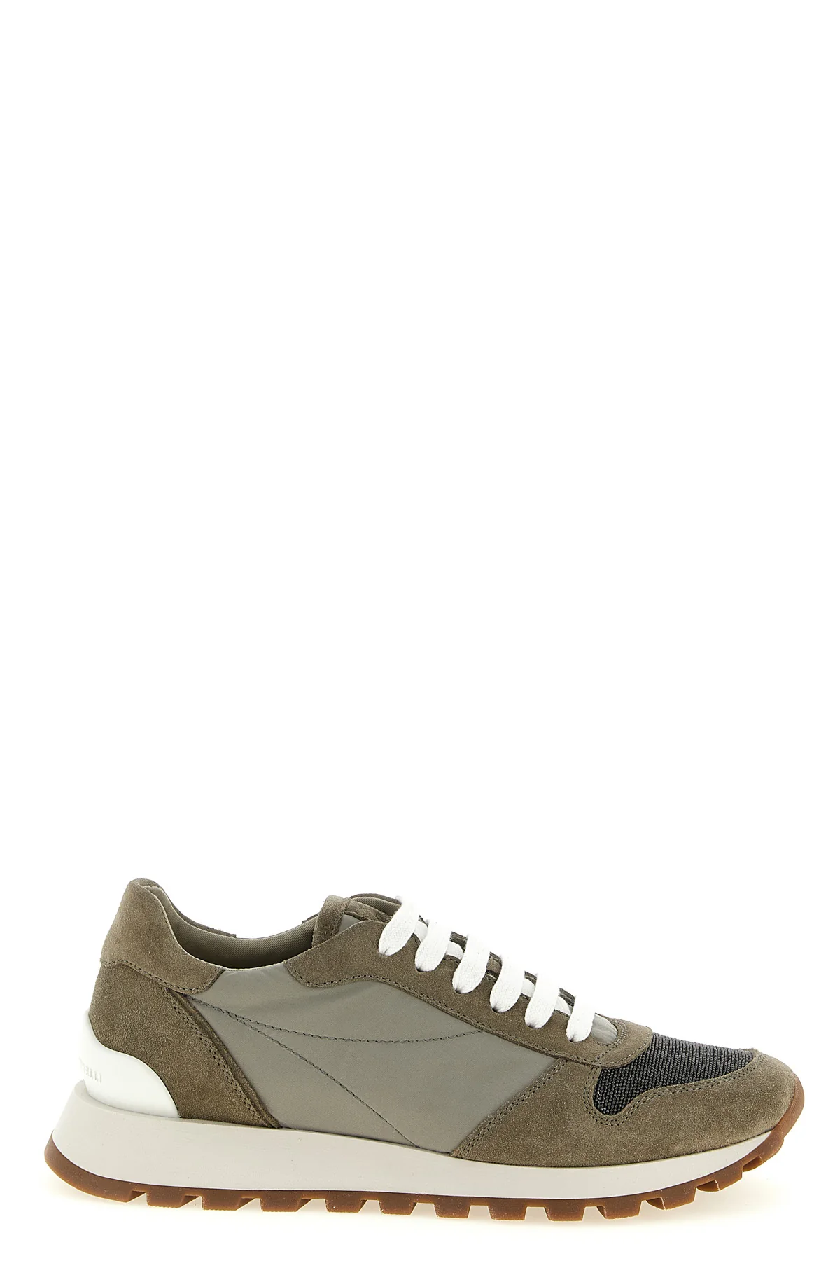 active sneakers in tone-on-tone techno and suede fabric