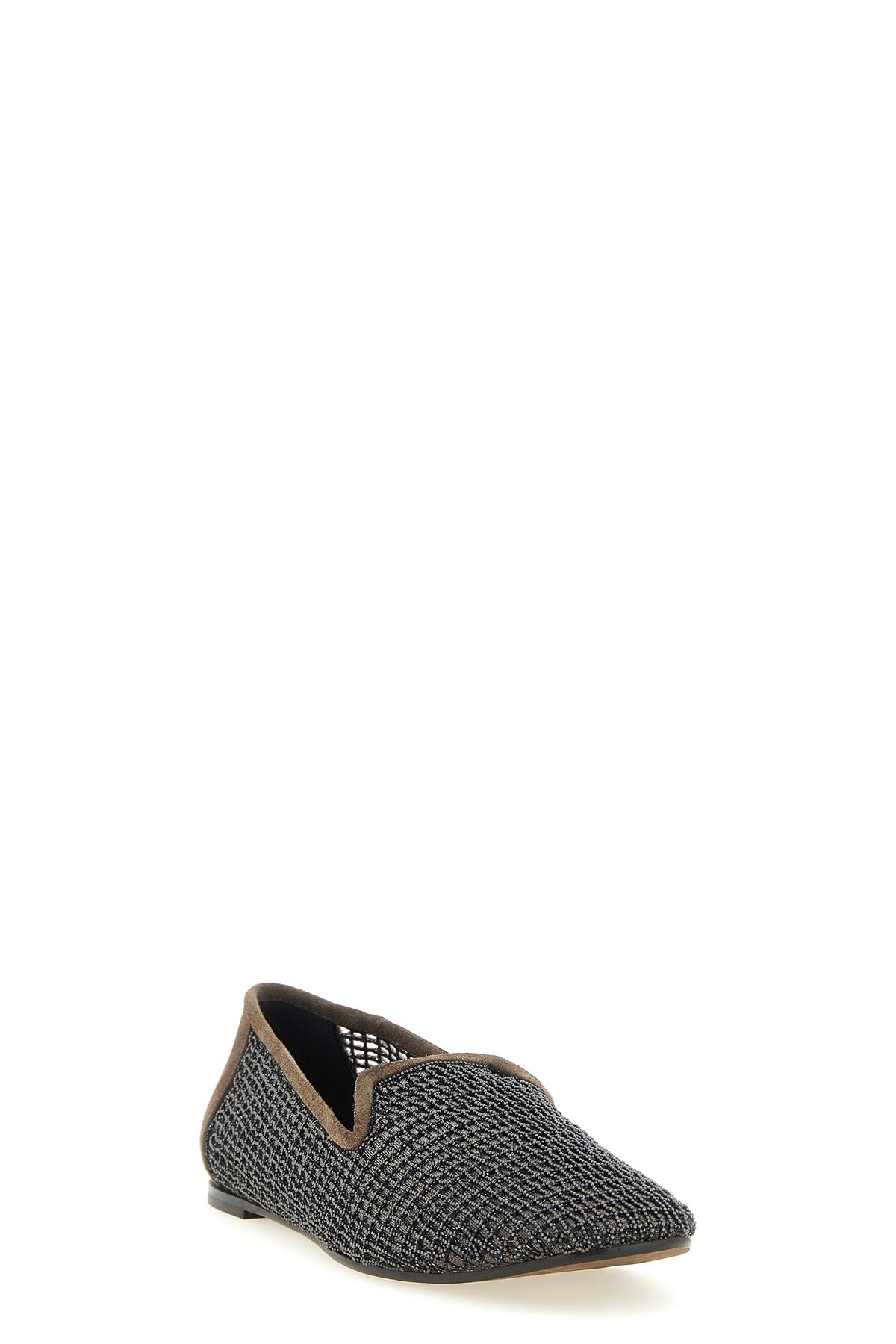 BRUNELLO CUCINELLI 36 suede and embroidery mesh loafers