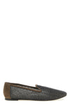 suede and embroidery mesh loafers
