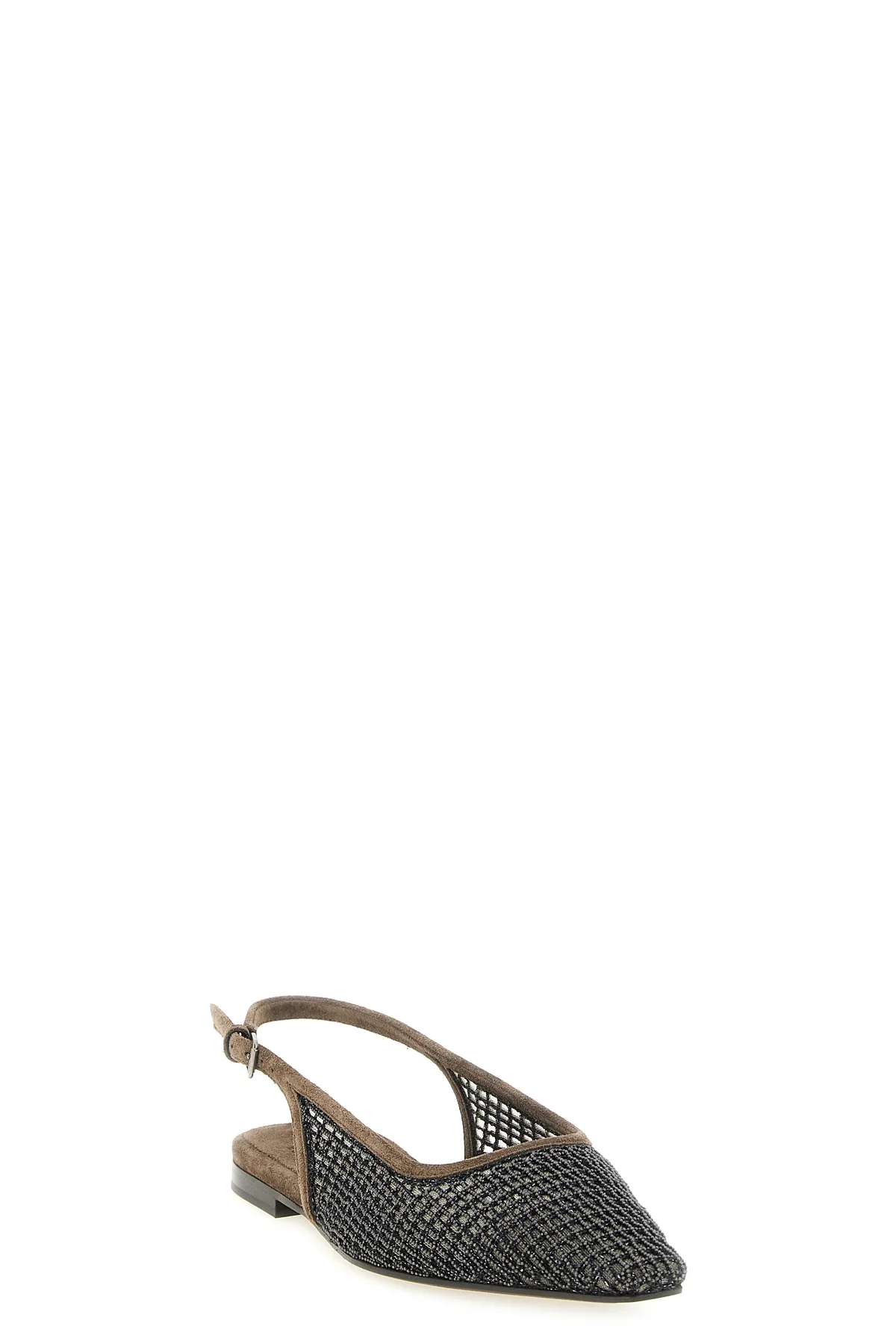 brunello cucinelli slingbacks define the silhouette through a rigorous tapered t