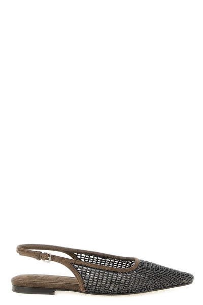 brunello cucinelli slingbacks define the silhouette through a rigorous tapered t