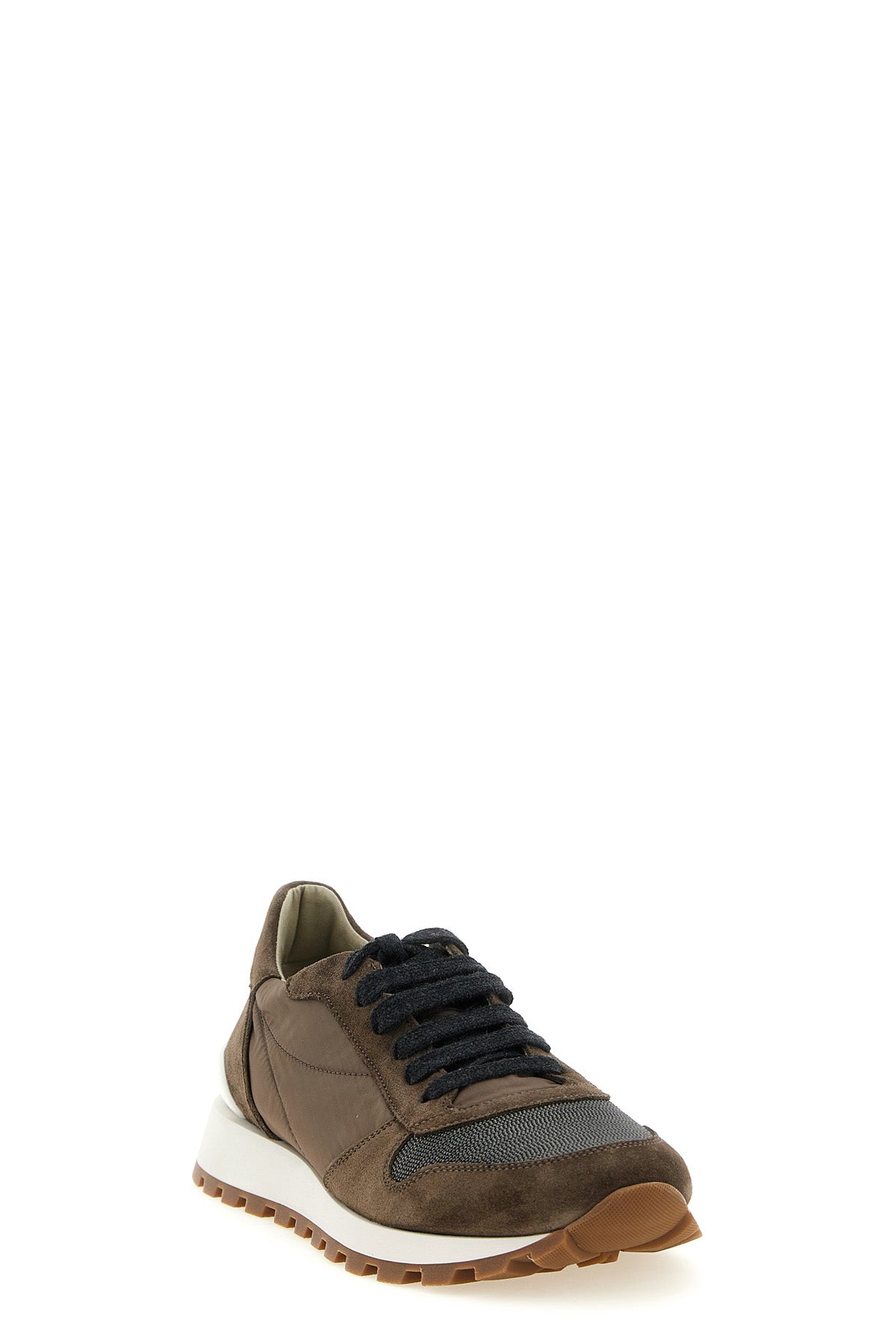 active sneakers in tone-on-tone techno and suede fabric