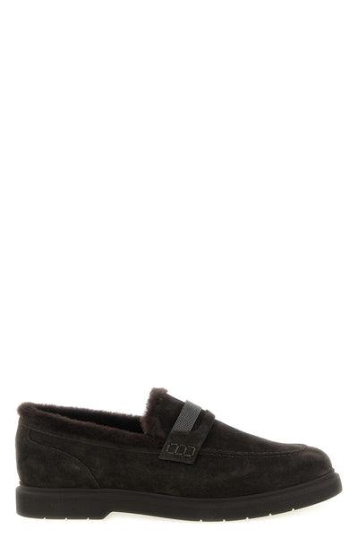 brunello cucinellis penny loafer loafers feature a structured construction in