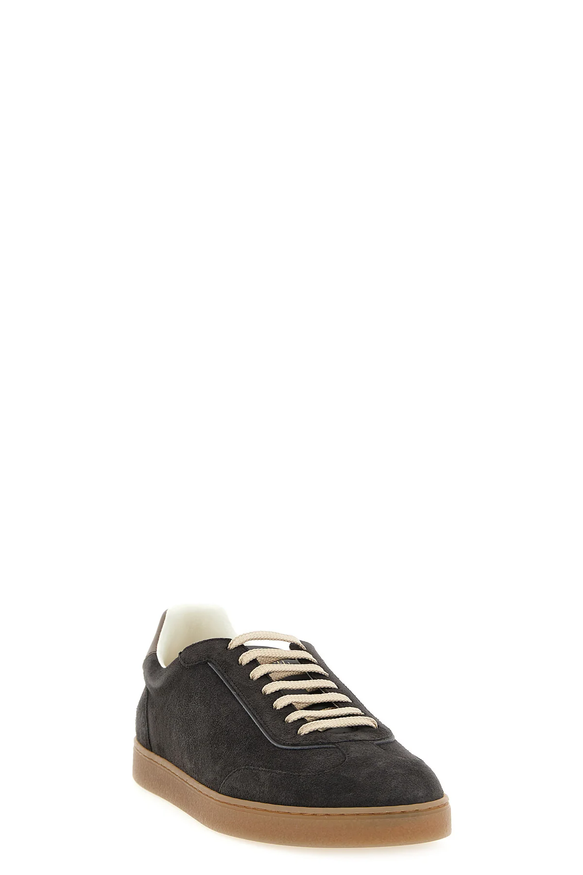 brunello cucinelli sneakers in fine suede feature a retro-inspired tapered silho