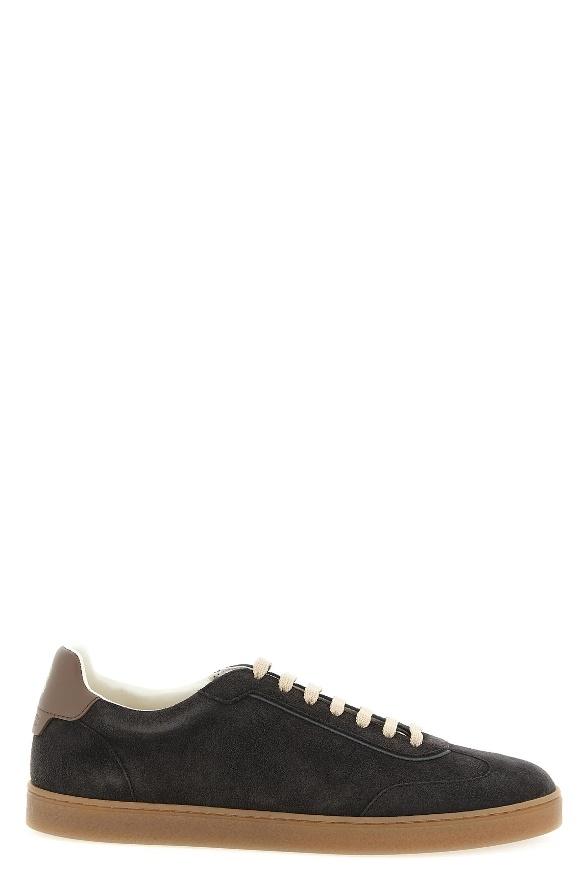 brunello cucinelli sneakers in fine suede feature a retro-inspired tapered silho