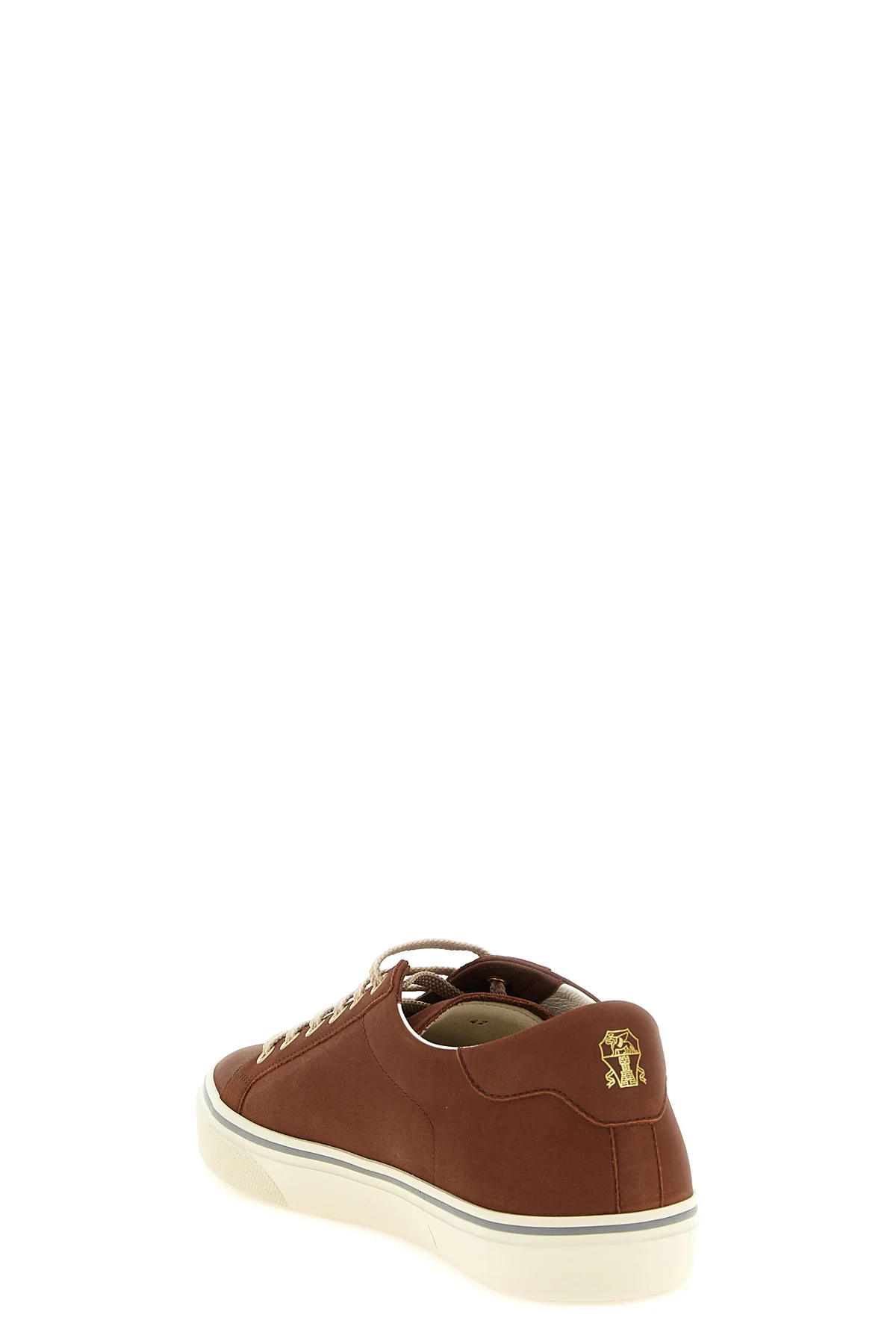 brunello cucinelli sneakers in fine brown calf leather