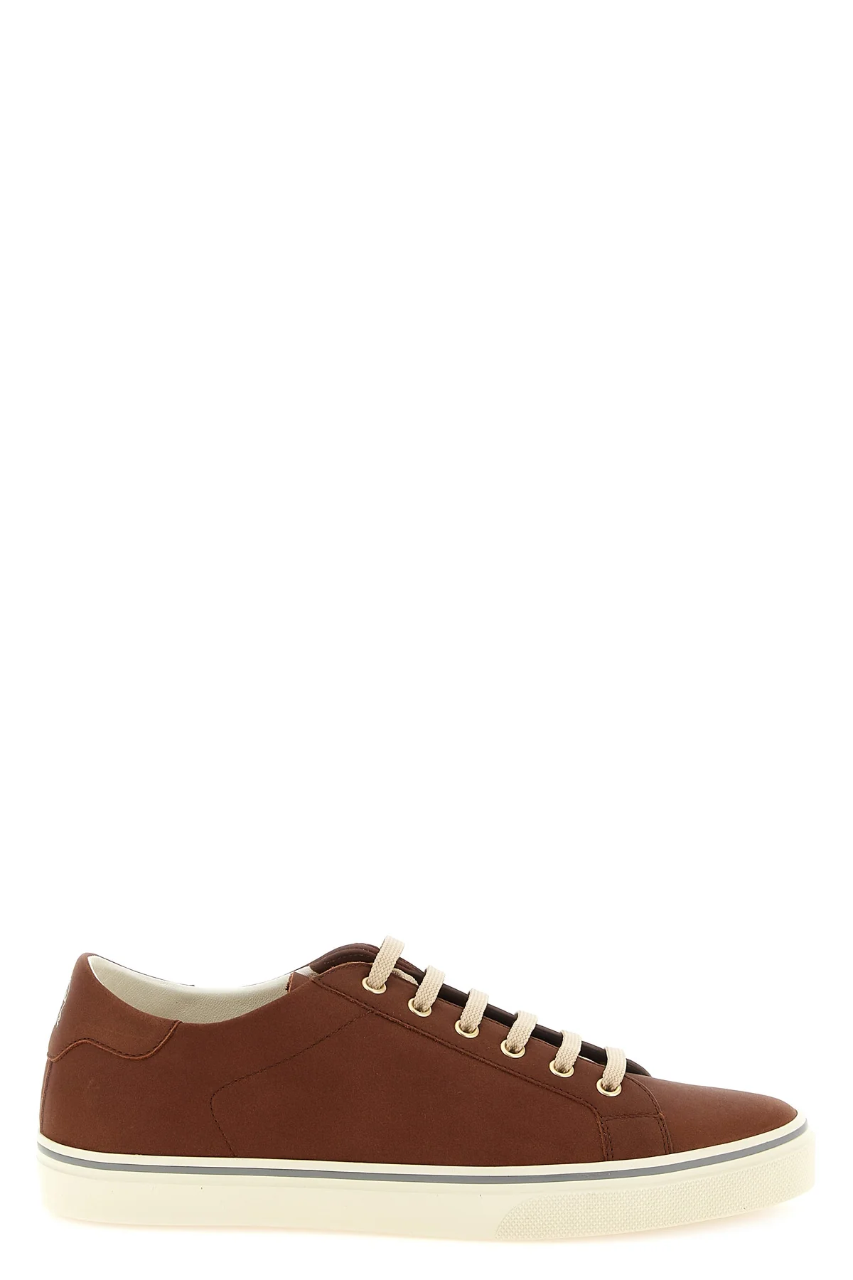 brunello cucinelli sneakers in fine brown calf leather