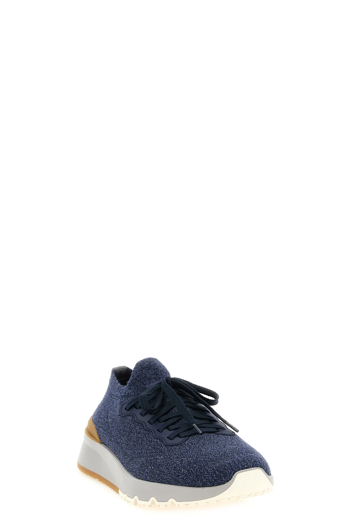 BRUNELLO CUCINELLI 40 brunello cucinelli jacquard wool knit sneakers have an enveloping silhouette