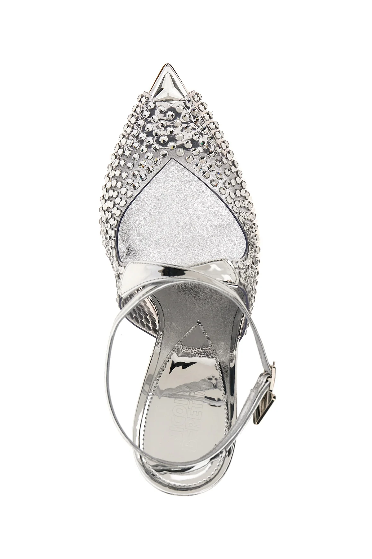 sandalo beiby in pelle laminata e pvc con applicazione strass