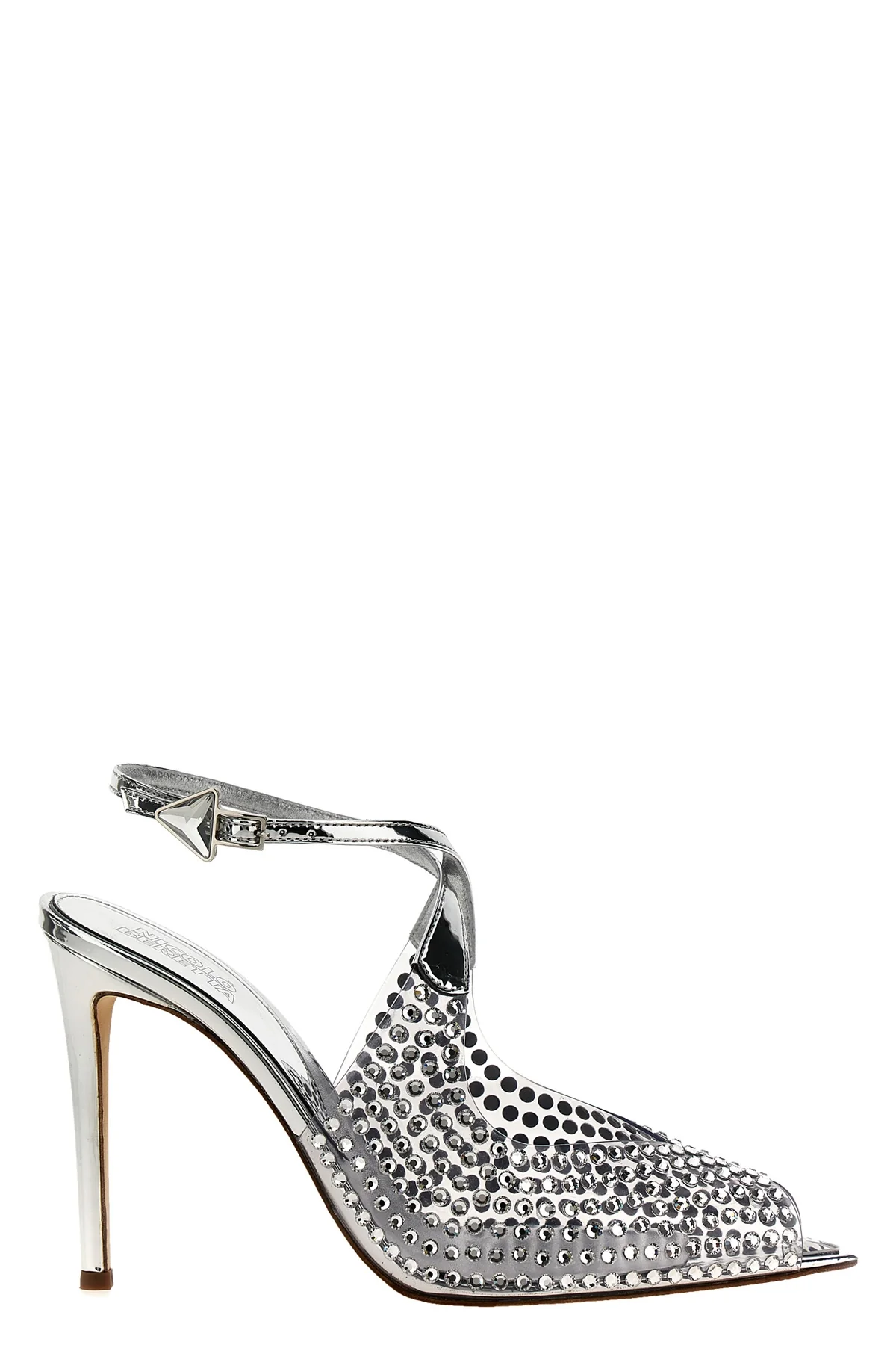 sandalo beiby in pelle laminata e pvc con applicazione strass