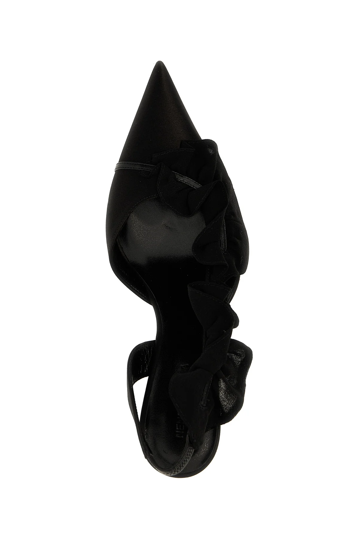 leather and satin slingback