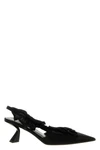 leather and satin slingback