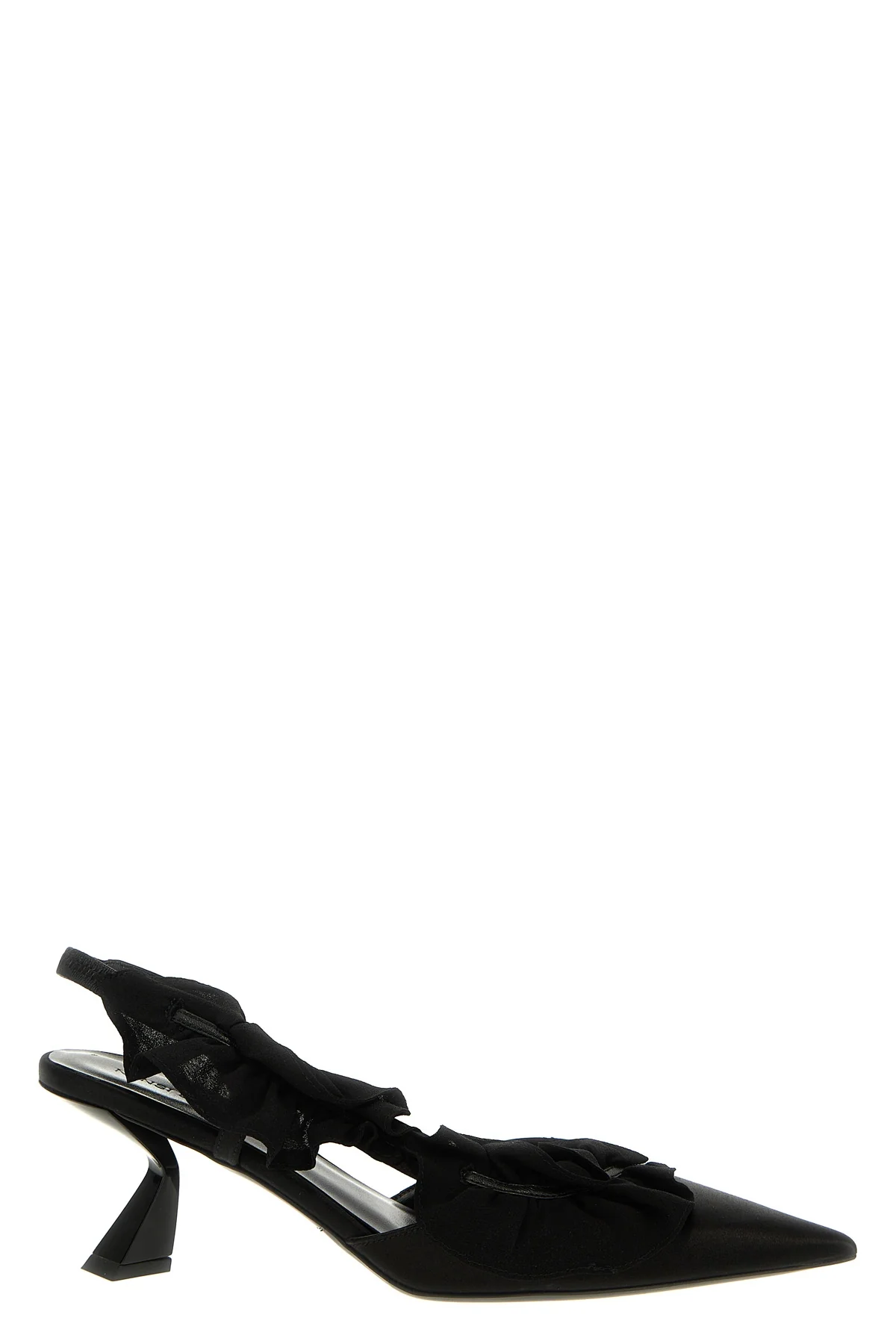 leather and satin slingback
